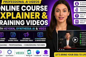 create online course video, explainer vide0 with heygen synthesia ai video veo3