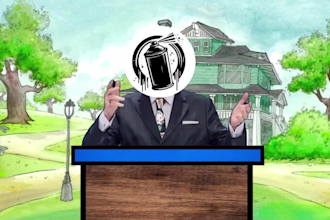 record a satirical commercial, villain voice, or npc