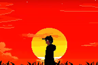create pixel art animation loop scene GIF for game twitch overlay and nft art