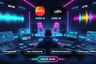 master, clean suno ai songs, stems, remake suno ai songs and ai music video