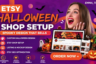 setup your etsy halloween shop with spooky halloween design