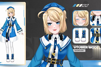 draw male and female live 2d vtuber model, 2d vtuber, live 2d
