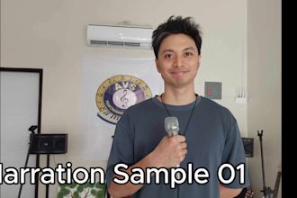 record an english male voice over, narration, commercial