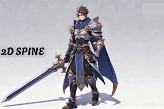 do spine 2d animation, rig animate 2d rpg game character in spine pro, rive game
