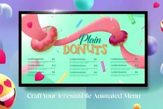 create animated restaurant digital menu boards and motion tv screen menu designs
