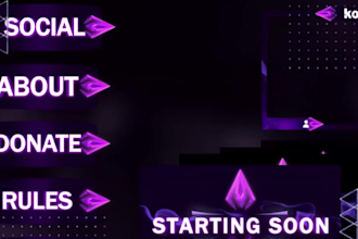 design a professional streaming package for twitch, youtube