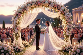 create a cinematic 3d pixar style proposal video, ai storytelling, wedding video