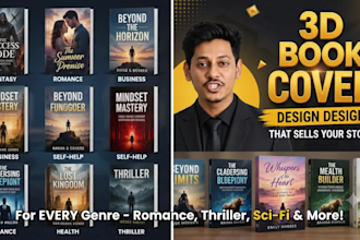 design a professional 3d book cover, ebook cover, kindle cover, and amazon KDP c