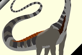 create a digital illustration of dinosaurs in anime art