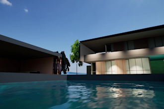 design modern house exterior with realistic 3d rendering