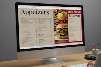 design a professional restaurant menu food menu or cafe menu