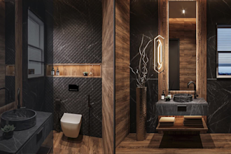 do bathroom interior design in realistic 3d rendering