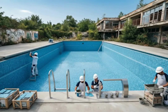 cinematic ai swimming pool construction time lapse videos