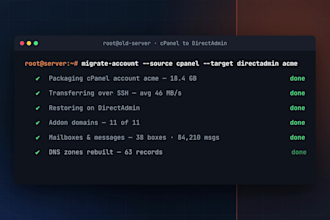 migrate cpanel to directadmin with addon domains and email included