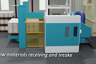 create 3d industrial factory assembly line and manufacturing animation