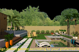 design landscape, backyard, patio, garden, and frontyard