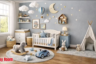 design a beautiful kids bedroom, playroom and nursery