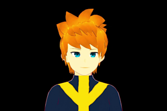 make vtuber spiky hair with natural flow and body for vriod vrm models