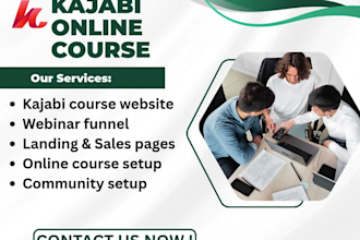create kajabi online course, design kajabi course website, funnel, landing page