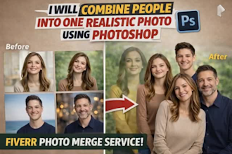 merge, composite, combine two or more images into one photo
