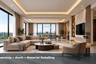 do interior design, sketchup, revit 3d modeling and realistic rendering
