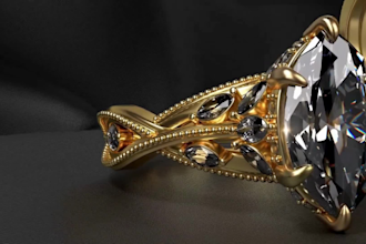 design 3d jewelry cad models with 3d rendering and animation for 3d modelling