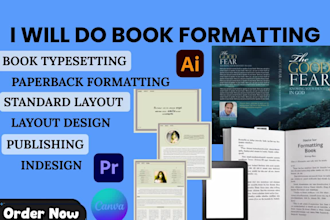 do book formatting book typesetting indesign google docs, ms word, amazon kpd