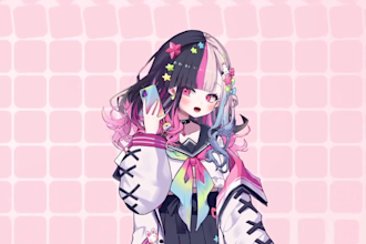 draw and rig female live2d vtuber commission, anime 2d vtuber rigging, 3d vtuber