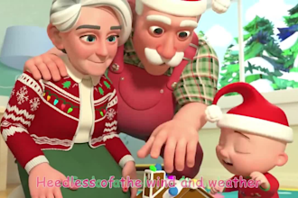 christmas greeting card animation cartoon music video kid learn video 3d model