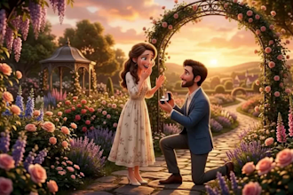 do awesome 3d pixar style ai romantic proposal animation video