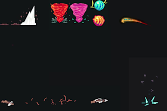 create pixel animated icon, vfx animation, particle effects, element, skill icon