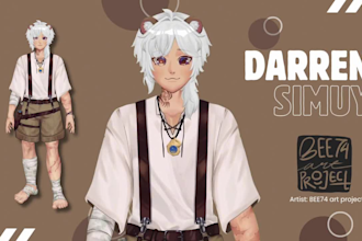 draw a live2d vtuber model art ready for rigging