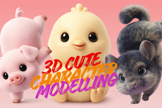 create cute chibi 3d character modeling