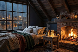 create relaxing ambience video, rain video and cozy ambience for sleep
