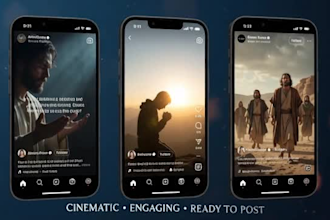 create youtube 3d cinematic ai christian bible reels, prayer short faith content