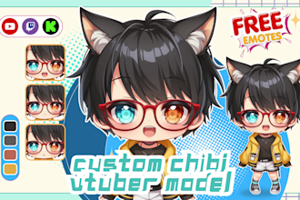 anime chibi vtuber, chibi pngtuber model and live2d rigging for streamers