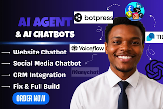 social media and website ai chatbot with manychat automation voiceflow botpress