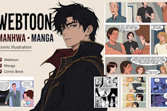 do webtoon illustration mahwa style comic book, graphic novel anime manga artist