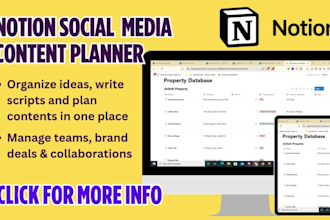 notion content calendar for social media notion worker content planner template