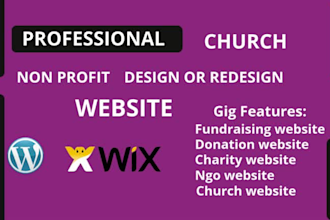 build nonprofit church charity website with donation on wix or wordpress