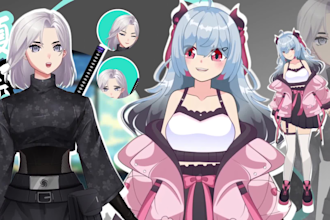 custom special design vtuber anime character for live2d