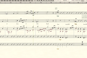 transcribe any music into a lead sheet or complex score