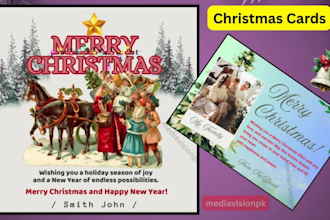 design merry christmas card, greeting card and holiday card
