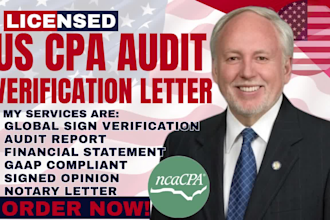 prepare US CPA letter income verification letter proof of funds mortgage letter