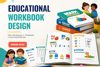 design educational workbook,textbook,learning materials,create kids workbook