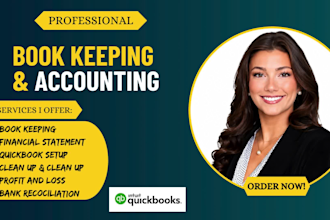 do quickbooks online, setup, bank reconciliation, bookkeeping and accounting