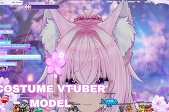 create custom furry vtuber 3d avatar for vrchat, vroid rigging and stream setup