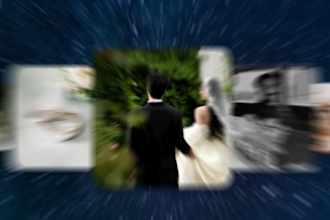 create a romantic 3d photo carousel video slideshow