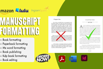 do manuscript formatting, adobe indesign project, typesetting, paperback design