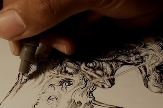 draw detailed in a dark art, fantasy, skull, horror, illustration